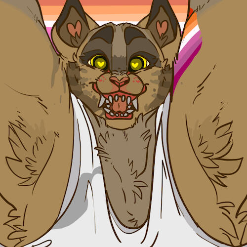 id: a digital portrait drawing of Natasha the cat. she has large muscles, dusty brown fur, dark brown cheeks, and a grey mask across her eyes. her nose and gums are pink, her teeth are grey, and eyes are yellow. she wears a white tanktop /end id