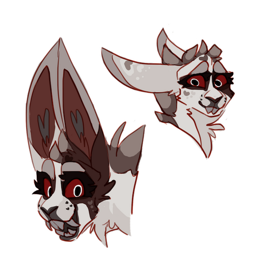id: a digital headshot drawing of Vanny the bunny from Five Nights at Freddy's. her appearance is based off the V.A.N.N.I. mask design: white fur with a dark brown spot around her right eye, and a dark brown splotch on the left side of her face /end id