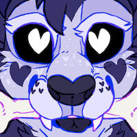 id: a digital headshot of Boris the wolf from Bendy and the Ink Machine. he is depicted holding a bone in his mouth with a grin, tongue sticking out a little /end id