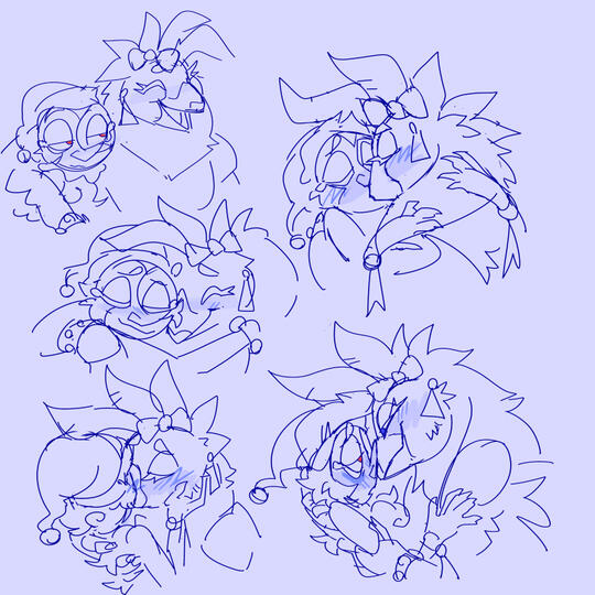 id: sketch page of Moon and Glamrock Chica being bisexual fools /end id